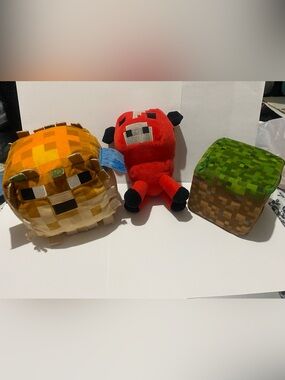 Minecraft Plush bundle blowfish cow and block